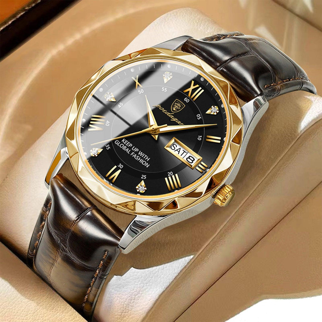 Leather Belt Men's Luxury Fashion Quartz Wrist Watch - WOMONA.COM