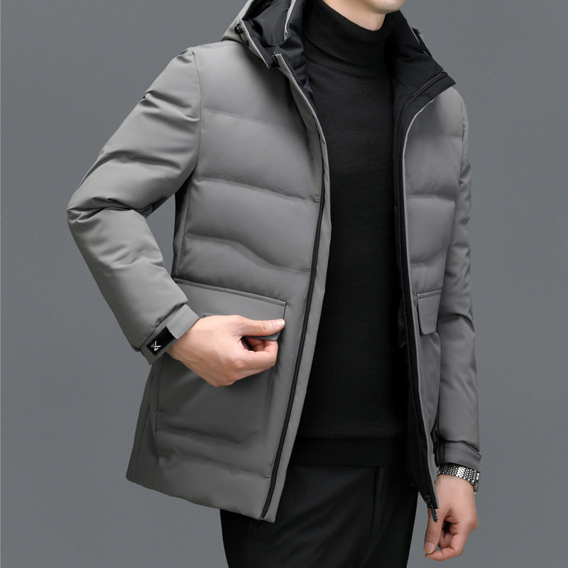 Thick Down Jacket Men's Short Detachable Hat Warm - WOMONA.COM