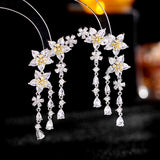 Fashion Flower Tassel Pendant Earrings For Women - WOMONA.COM