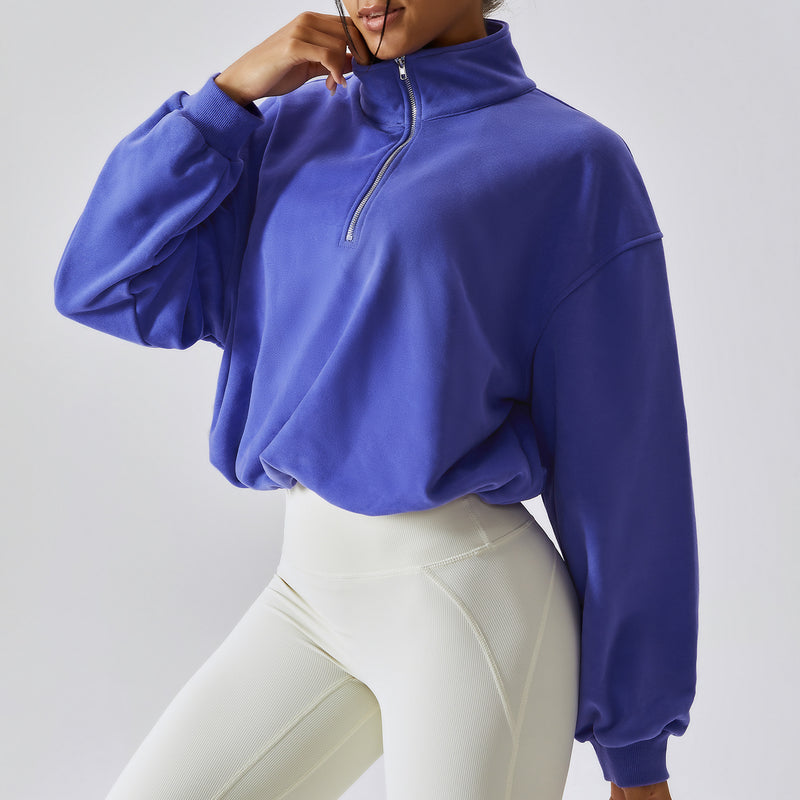 Pullover High Neck Fitness Sports Sweatshirt For Women - WOMONA.COM