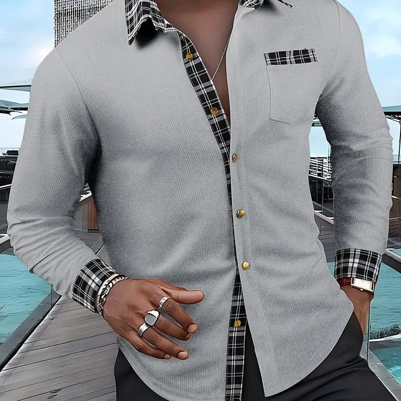 Men's Color-Block Print Loose-Fit Shirt