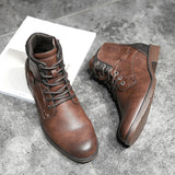 Men Winter Ankle Boots Lace Up Footwear Leather Shoes - WOMONA.COM