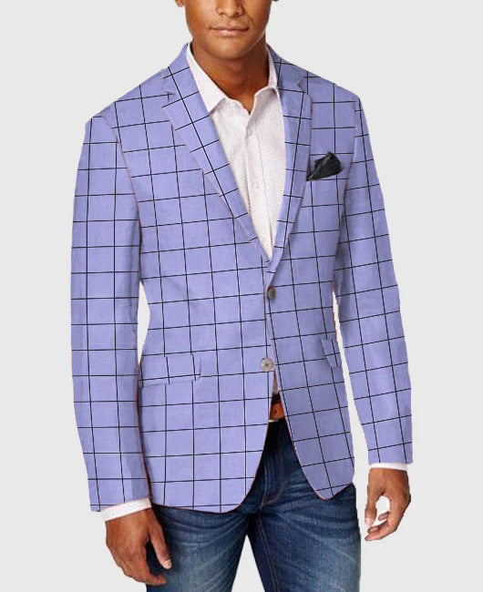 Men's Single-row Two-button Plaid Blazer - WOMONA.COM