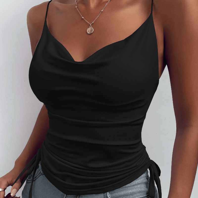 Spaghetti Strap Tops V-neck Camisole Shirts Women - WOMONA.COM