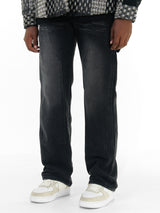 Washed Straight-leg Pants Loose Micro-elastic Black Jeans For Men - WOMONA.COM