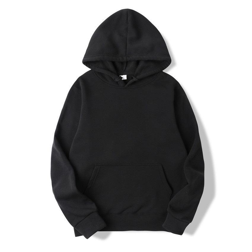 Men's Long Sleeve Pullover Hoodie in Black - WOMONA