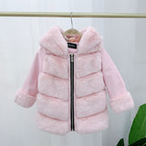 Children's Cotton Coat Rex Rabbit Hooded Faux Fur Coat - WOMONA.COM