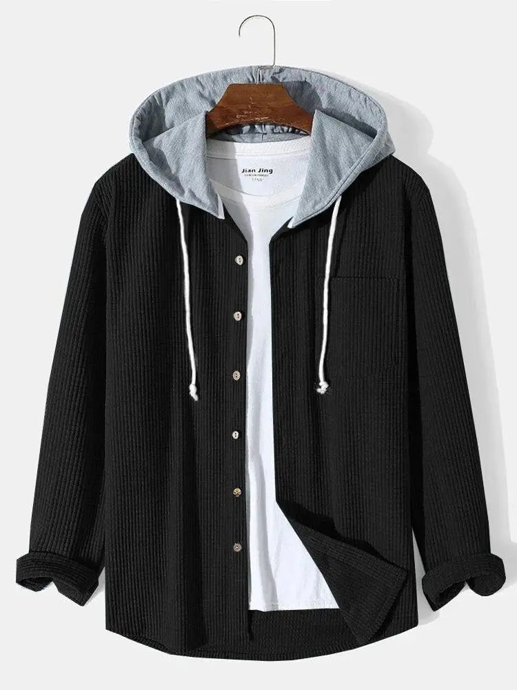 Men's Autumn And Winter Thickening Waffle Hooded - WOMONA.COM