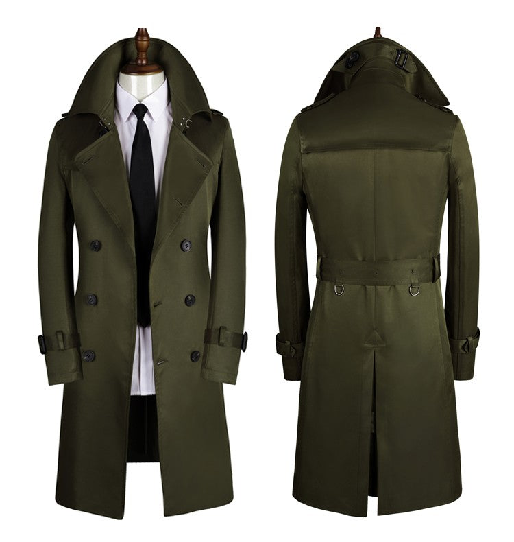 Long Double Breasted Spring And Autumn Slim British Business Coat - WOMONA.COM