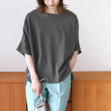 Japanese 6-color Cotton Batwing Sleeve Oversized Loose T-shirt For Women