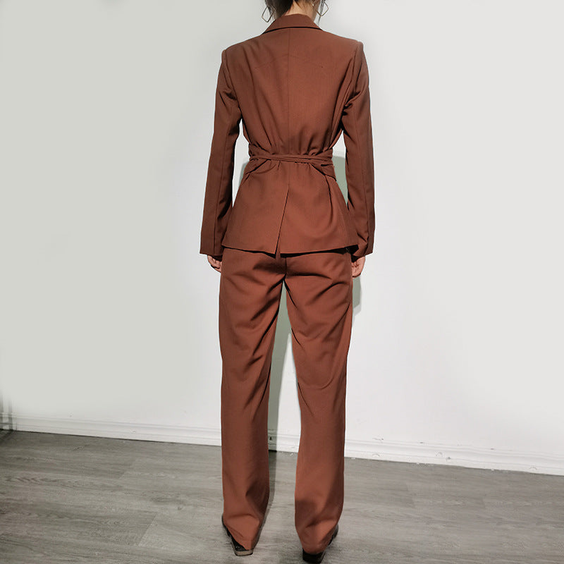 High Waist Slim Straight Pants Fashion Suit - WOMONA.COM