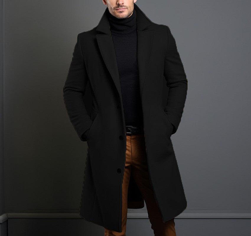 Woolen Men's Mid-length Trench Coat - WOMONA.COM