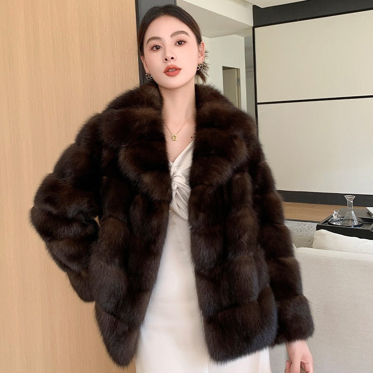 Artificial Fur Purple Sable Thick Warm Jacket - WOMONA.COM