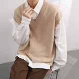 Men's V-neck Fashionable Jacket Sweater Vest Wool - WOMONA.COM