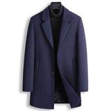 Casual Men's Blazer Collar Single Breasted Wool Jacket - WOMONA.COM