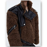 Heavyweight Deconstructed Plush Fur Cotton Jacket - WOMONA.COM