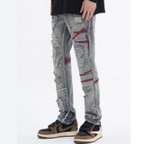 Ripped Vintage Jeans For Men Patch - WOMONA.COM