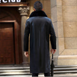 Men's Lapel Fur One-piece Over-the-knee Jacket - WOMONA.COM