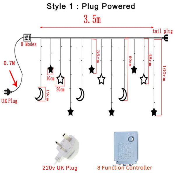 Christmas Twinkling Moon Star String Lamp
