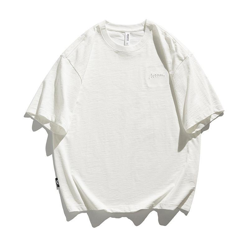 Simple Embroidered Cotton T-shirt For Men - WOMONA.COM