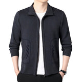 Solid Color Knitted Cardigan For Men - WOMONA.COM