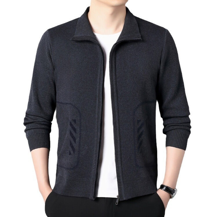 Solid Color Knitted Cardigan For Men - WOMONA.COM