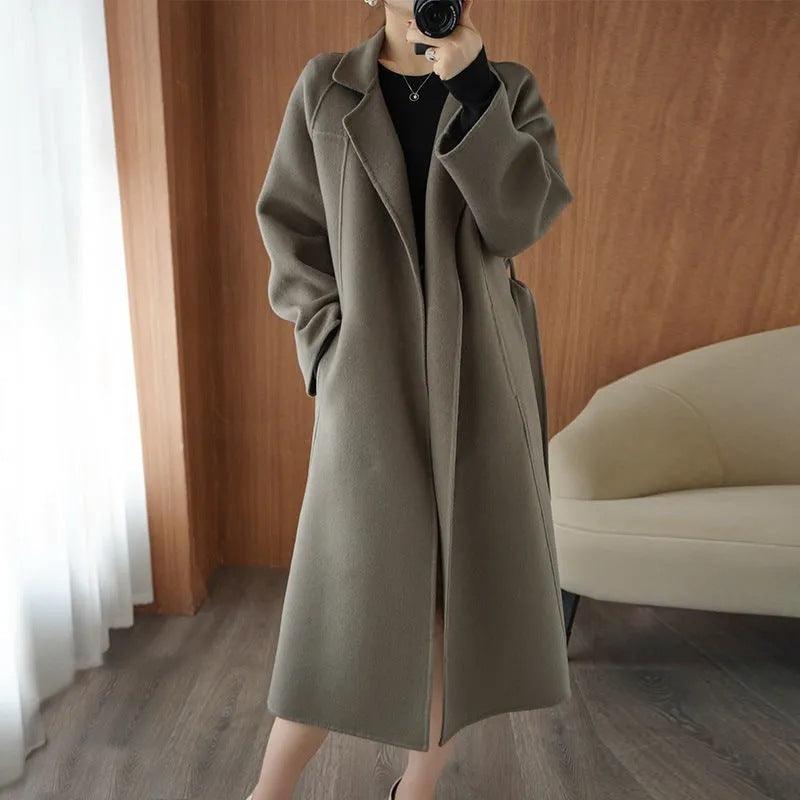 Double-sided Wool Overcoat Women's - WOMONA.COM