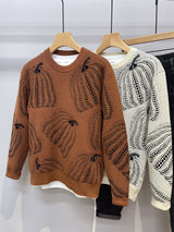 Color Matching Jacquard Crew-neck Sweater Man - WOMONA.COM