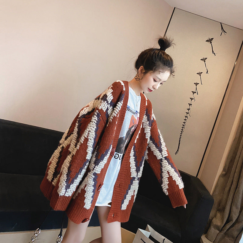 Women's Mid-length Loose All-match Knitted Jacket - WOMONA.COM