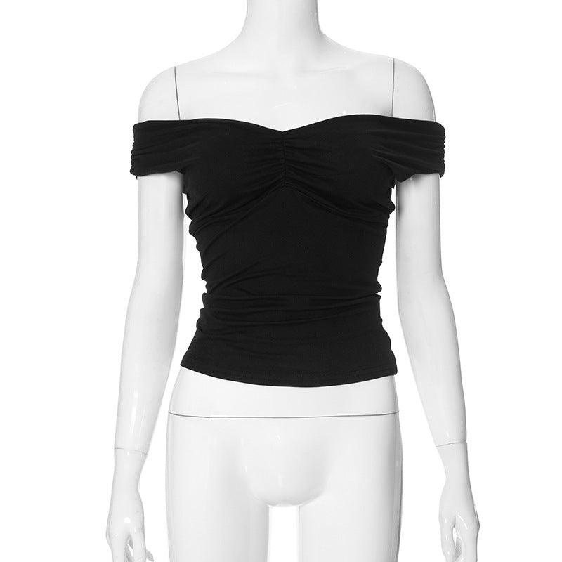 V-neck Sleeveless Pleated Camisole T-shirt Top - WOMONA.COM
