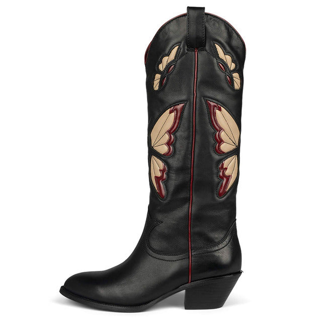 Large Size Mid-heel High Butterfly Boots For Women - WOMONA.COM
