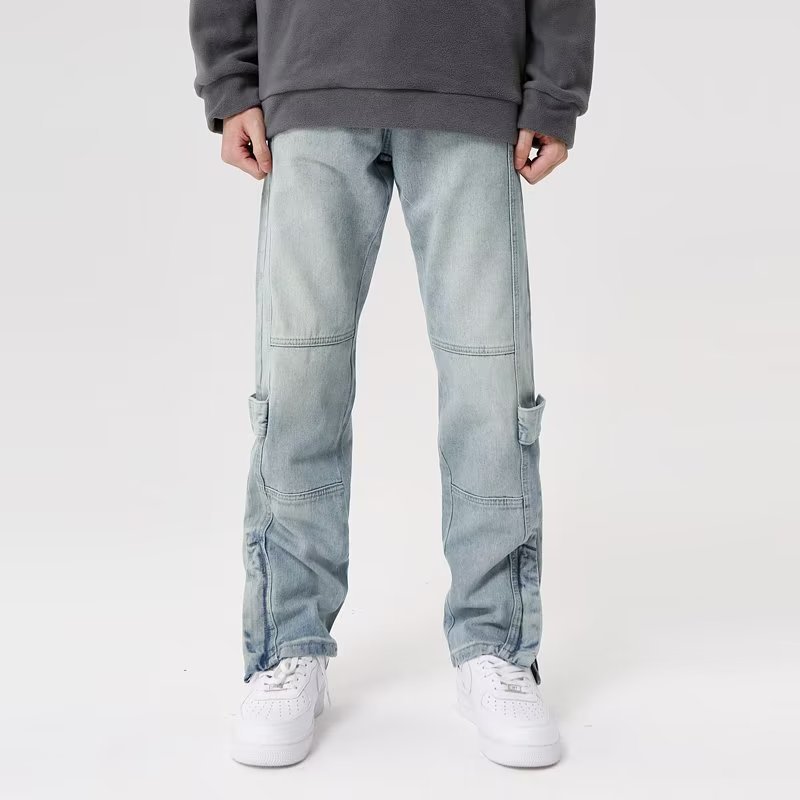 Light Color And Water Scrubbing Jeans - WOMONA.COM