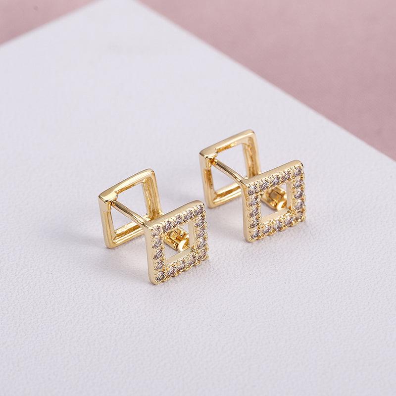 Bronze Trapezoid Geometric Earrings - WOMONA.COM
