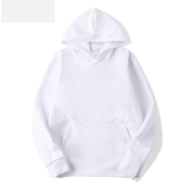 Men's Long Sleeve Pullover Hoodie in White - WOMONA