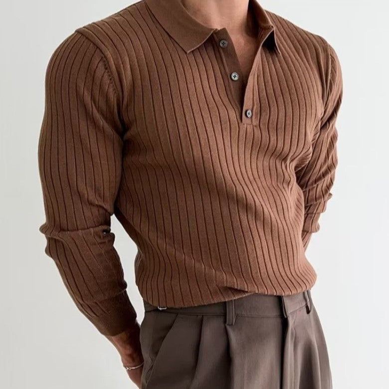 Autumn Polo Lapel Sweater Men's - WOMONA.COM