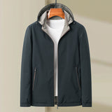 Straight Zipper Hooded Close Up Casual Coat