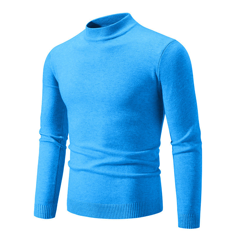 Round Neck Sweater Men's Winter Solid Color Slim Fit