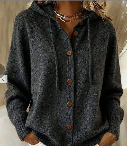 Women's printed hooded cardigan