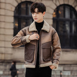 Leather And Fur Casual Coat For Men - WOMONA.COM