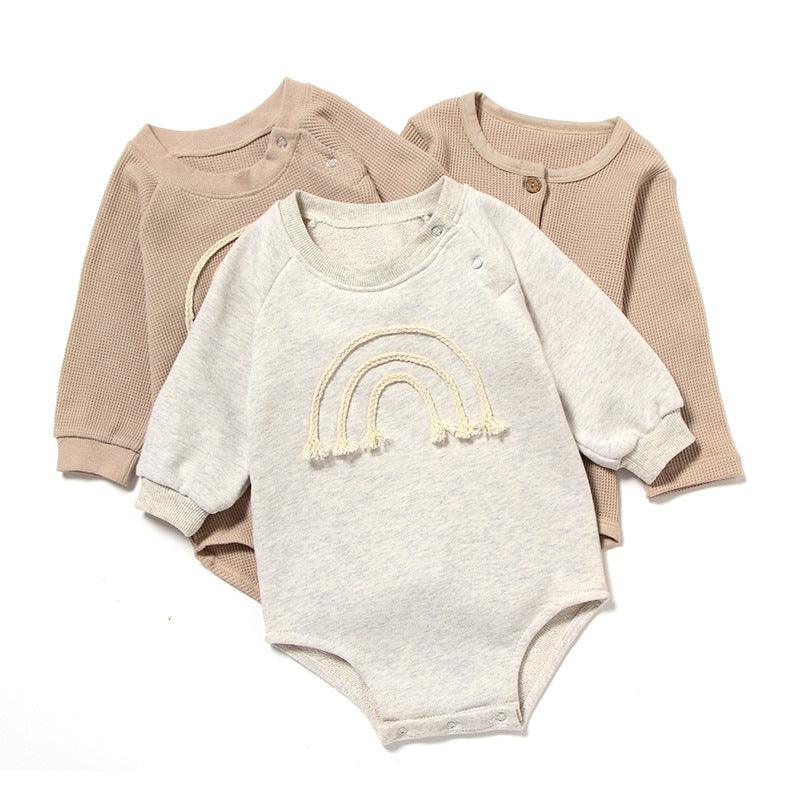 Spring And Autumn Romper R Baby Long Sleeve Waffle - WOMONA.COM