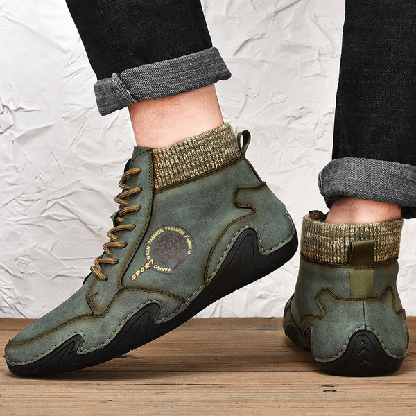 Men Ankle Boots High Top High Quality Flats Shoes - WOMONA.COM