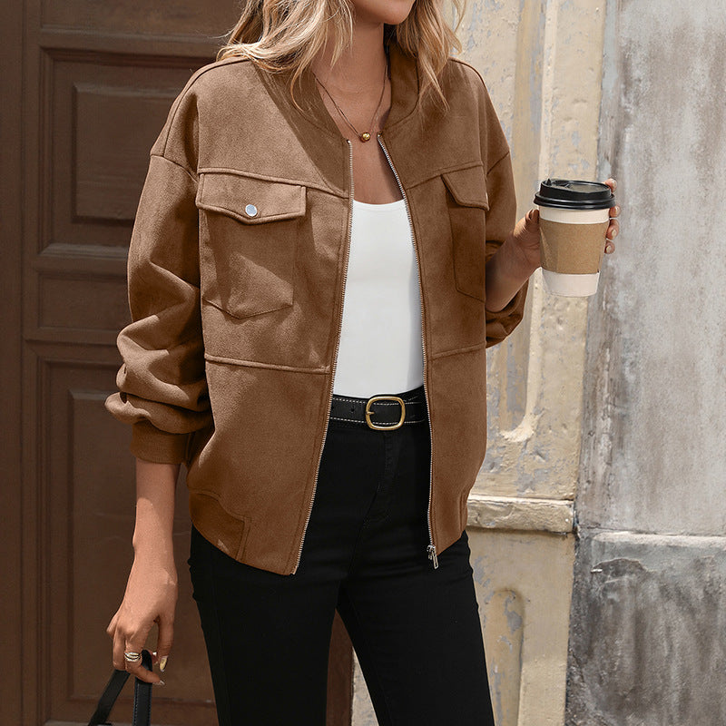 Women's Retro Faux Suede Shirt Jacket - product view 1