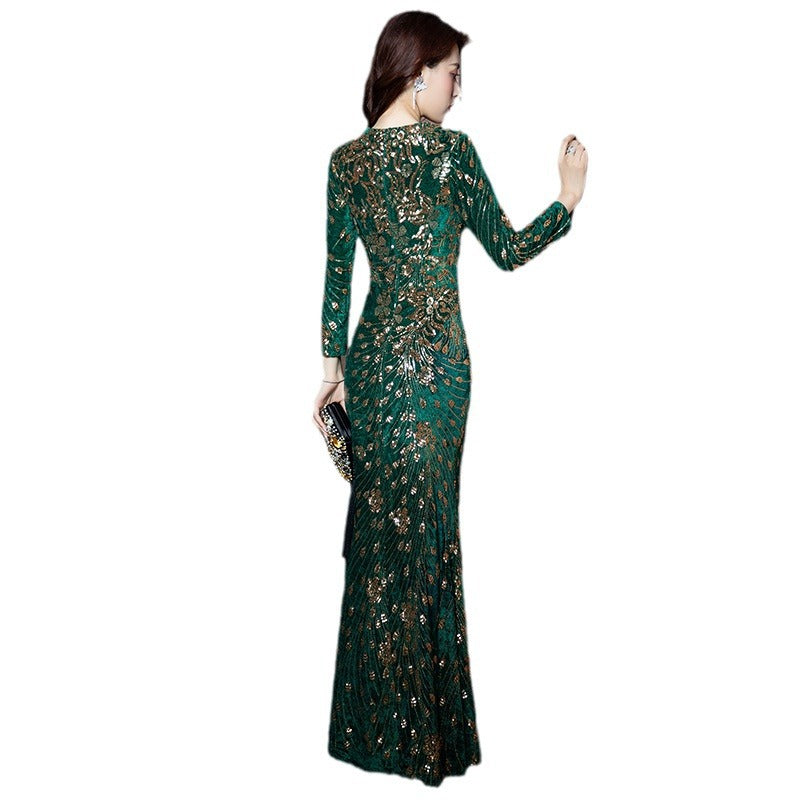 Heavy Industry Temperament Banquet Sequined Dress - WOMONA.COM