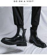 British Solid Color Pointed Leather Boots - WOMONA.COM