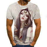 Printed 3DT Shirts Horror Skull Print Short Sleeve T-Shirts - WOMONA.COM