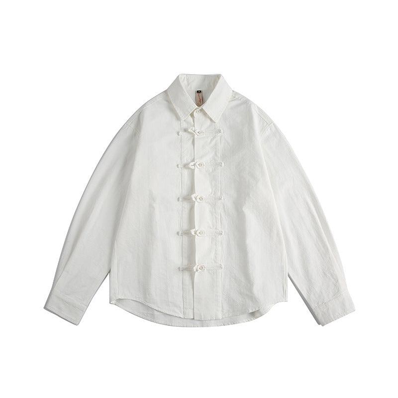 Chinese Button Knots Long Sleeve Shirt For Men And Women - WOMONA.COM