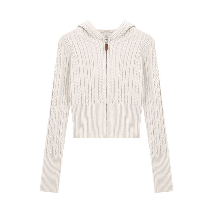 Women's Soft-Knit Zip-Front Hoodie, Apricot - product view 4