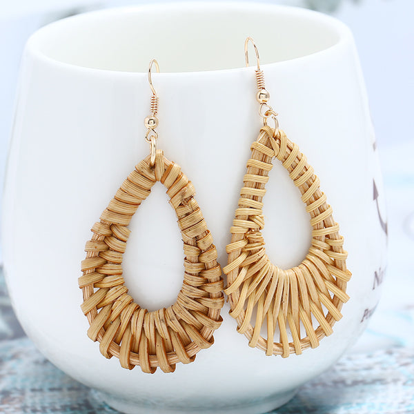 Personalized Rattan Drop Earrings - WOMONA.COM