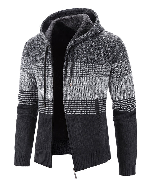 Hooded Fleece Thick Cardigan Sweater - WOMONA.COM