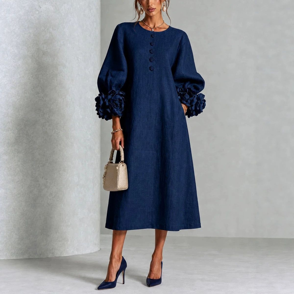 Women's floral-detail midi dress